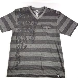 DENIM & RIVETS MENS 2XL STRIPED GRAPHIC SHIRT